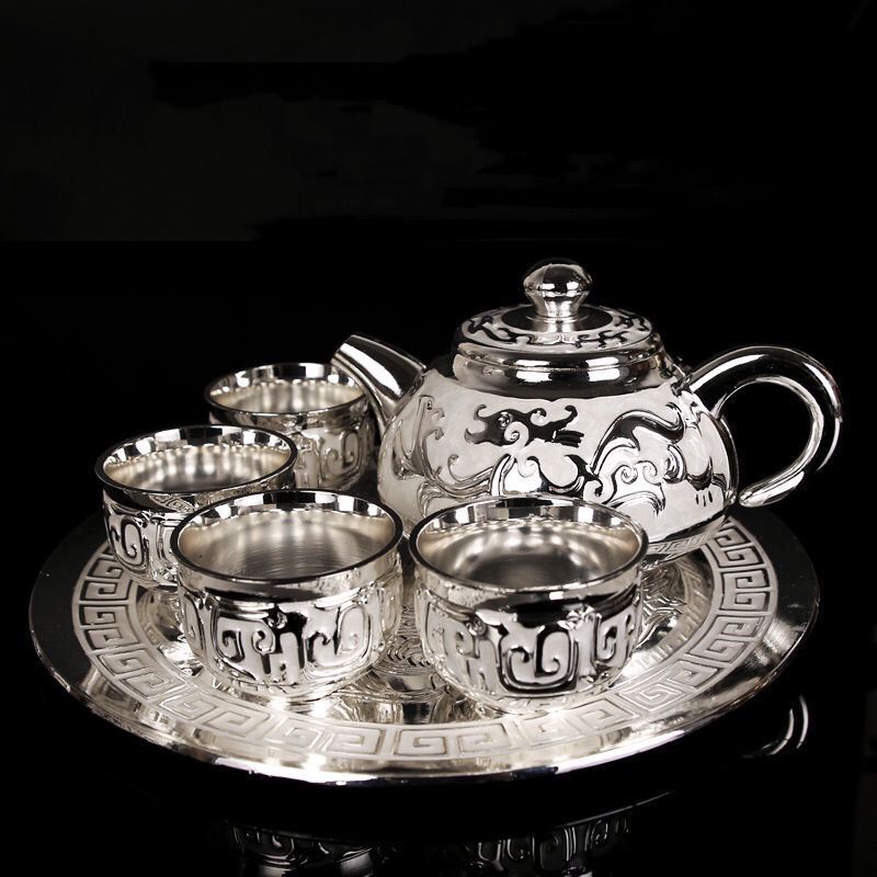 Sterling Silver Tea Set & Dragon Pattern
